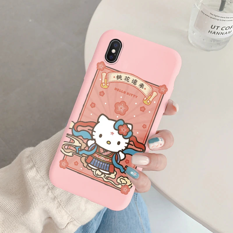 Cartoon Phone Case for For Apple iphone X XS Max XR Anti-drop Cinnamoroll Kuromi Hello Kitty Silicone Siling Back Cover