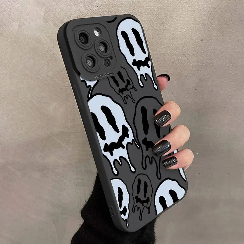 Black & White face graphic phone case for iPhone silicone back cover