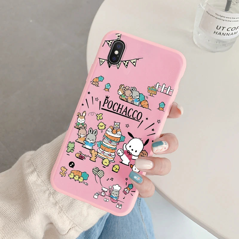 Cartoon Phone Case for For Apple iphone X XS Max XR Anti-drop Cinnamoroll Kuromi Hello Kitty Silicone Siling Back Cover