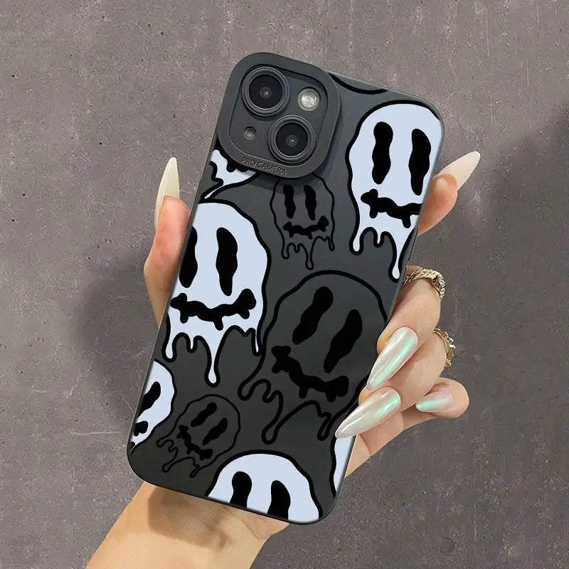 Black & White face graphic phone case for iPhone silicone back cover