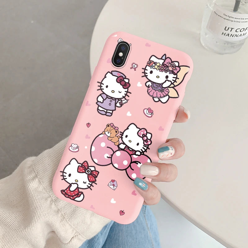 Cartoon Phone Case for For Apple iphone X XS Max XR Anti-drop Cinnamoroll Kuromi Hello Kitty Silicone Siling Back Cover