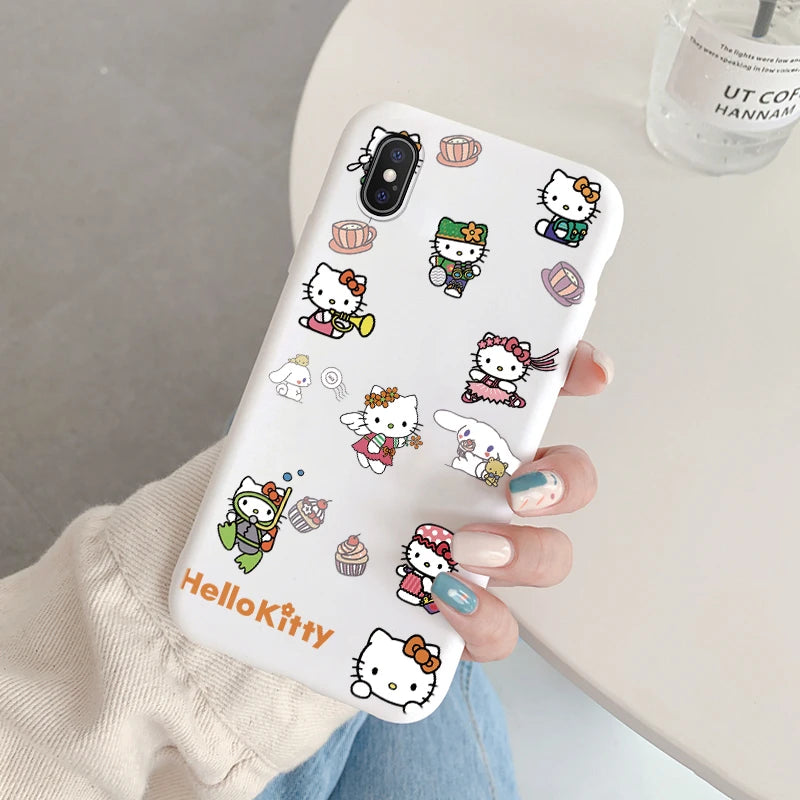 Cartoon Phone Case for For Apple iphone X XS Max XR Anti-drop Cinnamoroll Kuromi Hello Kitty Silicone Siling Back Cover