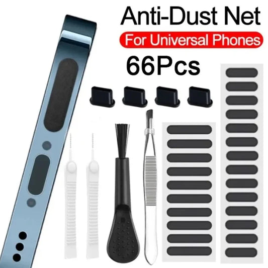 66PCS Mobile Phone Speaker Charging Port Cleaning Set Dust Plug for iPhone 15 14 13 Cleaner Kit Brush