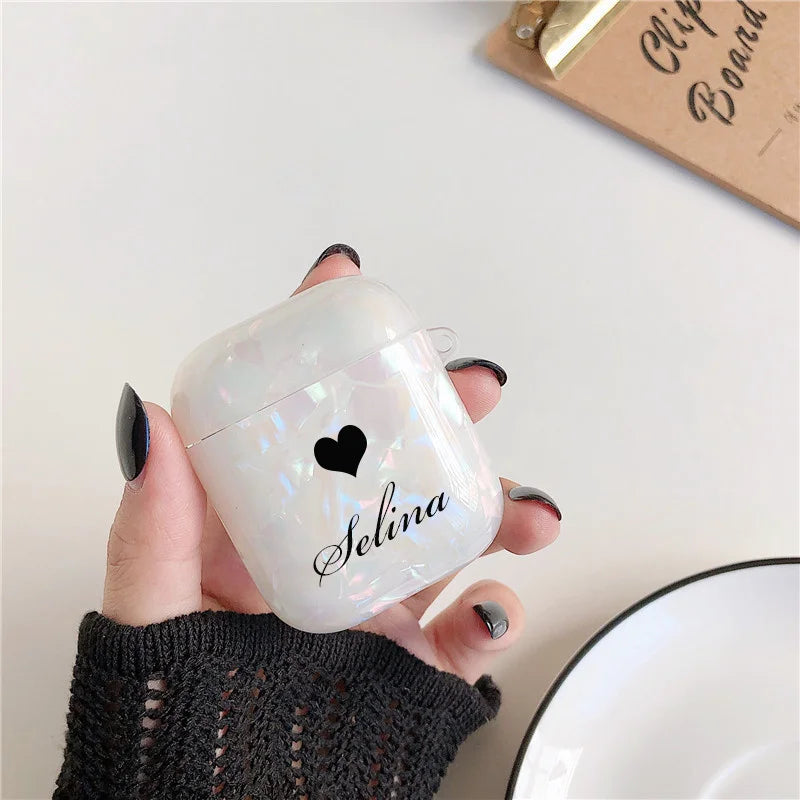 Custom Name Glitter Case For Airpods 1 2 Pro 3  Protective Personalized Letters Luxury Silicone Cover