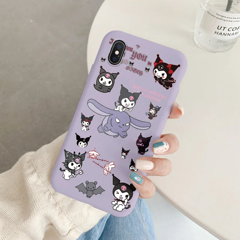 Cartoon Phone Case for For Apple iphone X XS Max XR Anti-drop Cinnamoroll Kuromi Hello Kitty Silicone Siling Back Cover