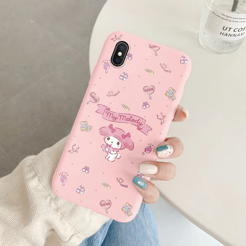 Cartoon Phone Case for For Apple iphone X XS Max XR Anti-drop Cinnamoroll Kuromi Hello Kitty Silicone Siling Back Cover